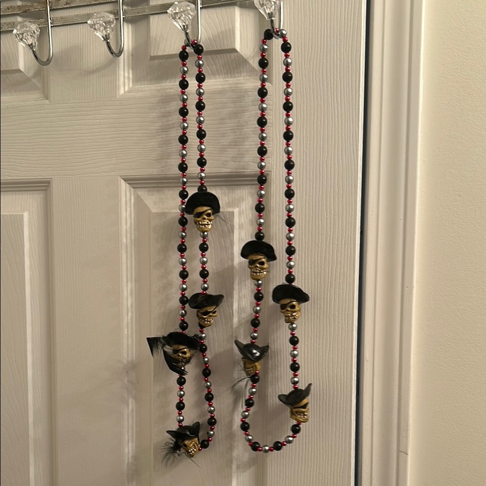 Mardi Gras or Halloween Pirate Party Skull Beaded Necklace Costume Accessory